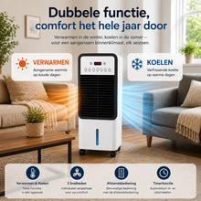 Afbeelding in Gallery-weergave laden, VrijKlima Max - Mobiele allround airconditioner – Koelen in de zomer, verwarming in de winter | Geen installatie nodig

